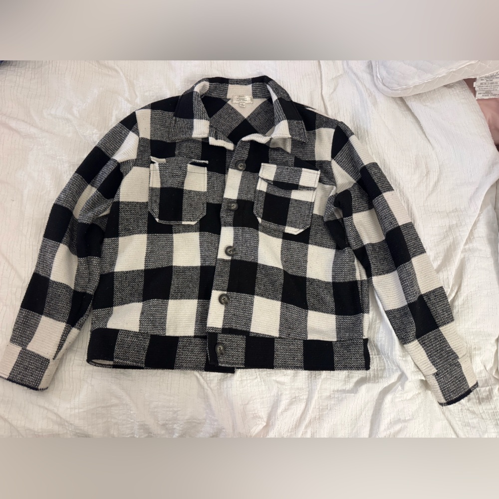 Plaid Black and White Utility Jacket